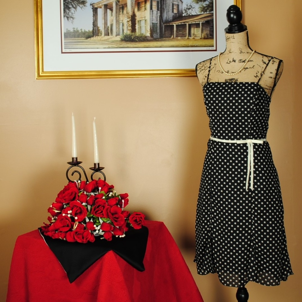 CDC Dress Black w/ Yellow Polka Dot